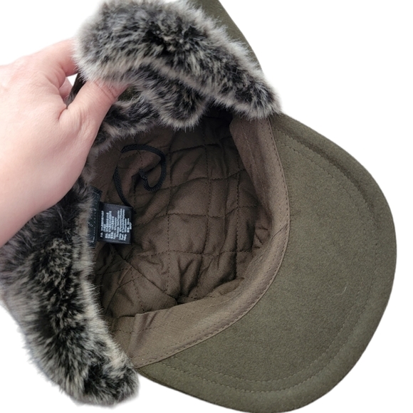 NEW Men's Fancet Army Green & Gray Fur Trapper Hat OS - Picture 4 of 6